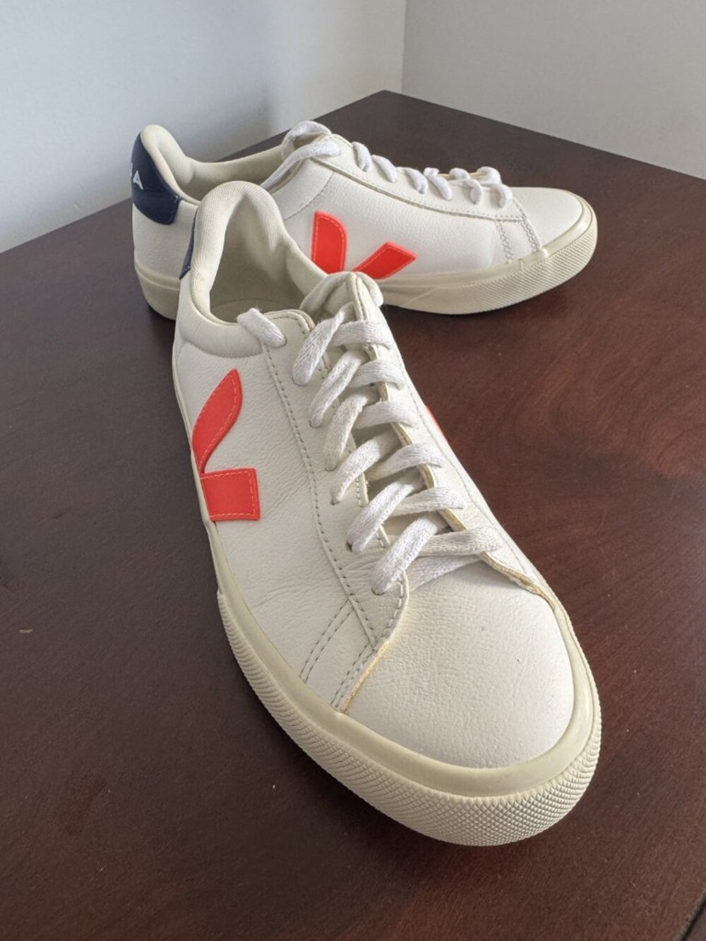 VEJA Campo White Orange Blue Leather Sneakers EU 40 US 8.5